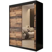 Abiks möbel MÖBEL Kryspol Schwebetürenschrank, Schwarz, Kunststoff, Nachbildung, 4