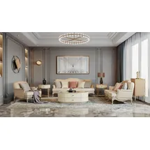 JV Möbel Garnitur 3 2 1 Sitzer Couchtisch 2x Beistelltisch Wohnlandschaft Sofa Couch 6tlg