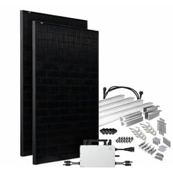 Offgridtec® Solar-Direct 860W HMS-800W-2T Balkonkraftwerk Bifazial Full Black Schukosteckdose - 10m - Montageset Biberschwanz