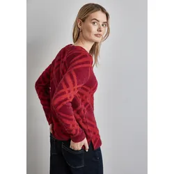 STREET ONE Strickpullover »mit Karomuster«, mit Karomuster STREET ONE beet red 34