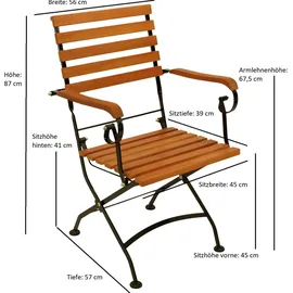 DEGAMO Gartenstuhl HOFGARTEN 56 x 0 x 87 cm braun 2 St.