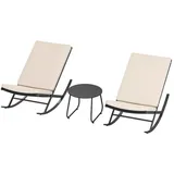 Costway 3-TLG. Schaukelstuhl mit Gartentisch Outdoor Schaukelsessel