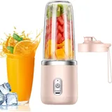 Tragbarer Standmixer, 400 Ml Tragbarer Smoothie-maker, Multifunktionaler Elektrischer Standmixer Mit Deckel Und 6 Klingen, Wiederaufladbar, Mixt Smoothies, Proteinshakes Und Eiswürfel