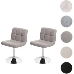 2er-Set Esszimmerstuhl Drehstuhl Stuhl Kavala Kunstleder Chrom ~ taupe-grau