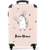 NoBoringSuitcases.com® Kinderkoffer Mädchen - Koffer Kinder - Hartschalenkoffer Einhorn - Reisekoffer Rosa - Trolley Kinder Mädchen - 55x40x20 - Handgepäck - Rollkoffer - Fotokoffer - Personalisiert