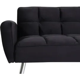 Mendler Schlafcouch Samt 2-Sitzer Schwarz