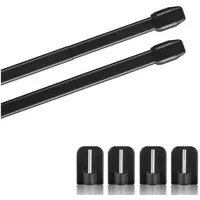 BestLivings Vitragestangen 2er Pack Schwarz, 40 - 60 cm + 4er Klebehaken - Schwarz