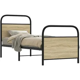 vidaXL Metallbett ohne Matratze Sonoma-Eiche 140x200 cm