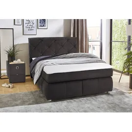Jockenhöfer Boxspringbett "Bella erhältlich in 140 & 180cm Breite", grau (grau 485, 09), B:150cm L:226cm, Bettgestell und seitliche Einfassung der Matratzen: Mikrofaser, Samtähnlich (100% Polyester);Topper: 100% Polyurethan, Bezug (100% Polyester) abnehmbar und