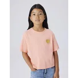 NAME IT T-Shirt NAME IT "NKFBEATRICE SS NREG SH TOP BOX PS NOOS", Mädchen, Gr. 158/164, desert flower, Jersey, Obermaterial: 100% Baumwolle, bestickt, unifarben, taillenbedeckt, Rundhals, Shirts T-Shirt