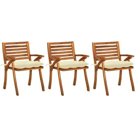 vidaXL Gartenstuhl 59 x 59 x 87 cm beige/weiß 3 St.