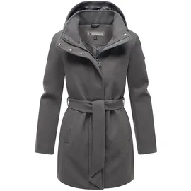 Marikoo Damen, Übergangsmantel (XS-3XL) - Eleganter Mantel mit Taillengürtel und Oversized Hood Kapuze