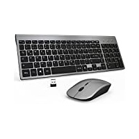 Tastatur Maus Set Kabellos - 2.4Ghz USB Funk Tastatur QWERTZ (Deutsch) Layout Ergonomisch Klein Maus Ultra-Dünne Wireless Keyboard Mouse für Computer/Desktop/PC/Laptop/Smart TV/Windows Weiß Silber