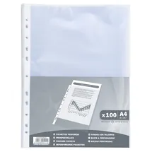 Exacompta 5111E 100er Pack Klarsichthüllen 40μ Economy, Für DIN A4 genarbt oben offen optimal für Ordner Ringbücher und Hefter Prospekthüllen