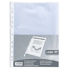 Exacompta 5111E 100er Pack Klarsichthüllen 40μ Economy, Für DIN A4 genarbt oben offen optimal für Ordner Ringbücher und Hefter Prospekthüllen