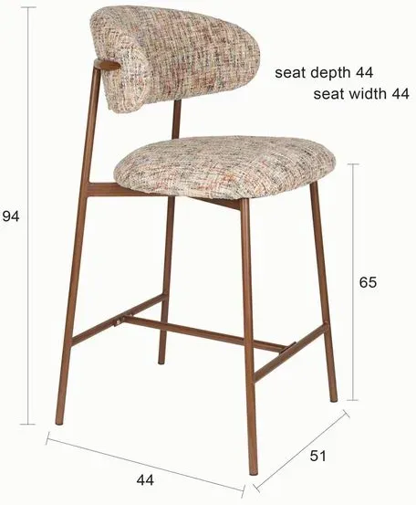 2er-Set White Label Barhocker Claes Stoff Bunt