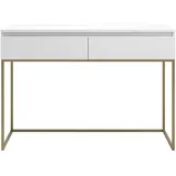 Selsey Schminktisch Weiß mit goldenem Metallgestell, 120 cm Wohnzimmer, Wohnzimmertische, Konsolentische