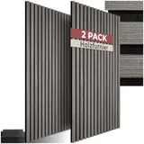 Tectake tectake® Akustikpaneele, Holzoptik in Eiche hellgrau, MDF und Echtholzfurnier, Größe flexibel anpassbar
