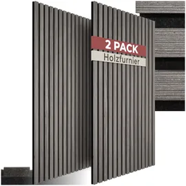 Tectake tectake® Akustikpaneele, Holzoptik in Eiche hellgrau, MDF und Echtholzfurnier, Größe flexibel anpassbar