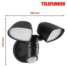 Telefunken Außenleuchte Kunststoff 16,0 cm mit Bewegungsmelder schwarz