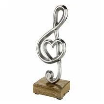 Gilde Notenschlüssel mit Herz auf Mongoholzständer aus Alu