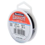 Beadalon Elastischer Faden, Nylon, Schwarz, Durchmesser 0,50 mm, 25 m