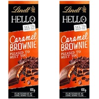 Lindt Schokolade HELLO Caramel Brownie | 100 g Tafel | Vollmilch-Schokolade mit Karamell-Brownie-Füllung | Schokoladentafel | Schokoladengeschenk (Packung mit 2)