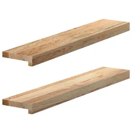 vidaXL Fensterbänke 2 Stk. Unbehandelt 80x15x2 cm Massivholz Eiche