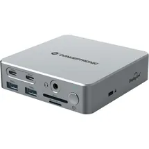Conceptronic Dock USB-C->2xHDMI 2xUSB-C 4xUSB-A DP GbE LAN - Silber