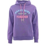 Zwillingsherz Sweatshirt, mit "Happy"-Aufstick in neonfarben auf Vorder- und Rückseite, Gr. LXL, lila, , 35315268-LXL