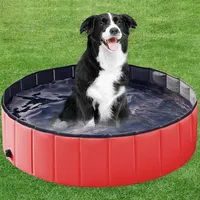 Hundepool Für Hunde Faltbarer Kinderplanschbecken 80 x 30 cm Swimmingpool Für Hunde Stabiler Haustier Kind Schwimmbecken Hunde Planschbecken Haustier-Duschbecken Badewanne Wasserbecken
