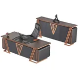 aea Büroeinrichtung Schreibtisch Bürostuhl Sideboard Schwarz, Braun Bürotisch