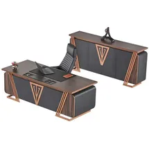 aea Büroeinrichtung Schreibtisch Bürostuhl Sideboard Schwarz, Braun Bürotisch