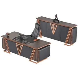 aea Büroeinrichtung Schreibtisch Bürostuhl Sideboard Schwarz, Braun Bürotisch