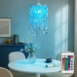 ETC Shop Hängelampe Pendelleuchte Kinderzimmer Wohnraum silber Fernbedienung Rgb Led, Metall, 1x Rgb Led warmweiß, Dxh27x152 cm
