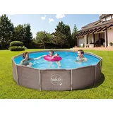 Frame Pool Swimmingpool Rattanoptik rund 305 x 76 cm Schwimmbad Aufstellpool