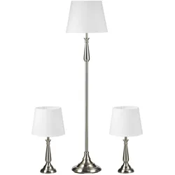 HOMCOM Stehlampen-Set Eisen, Polyester in Leinenoptik