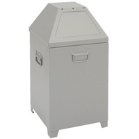 Abfallbehälter mit selbstschließenden Doppel-Einwurfklappen | 95 Liter, HxBxT 87x45x45cm | Kopfelement abnehmbar | Weißaluminium