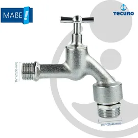 tecuro Auslaufventil 1/2 Zoll, Knebeloberteil, Rohrbelüfter Dvgw, Schlauchtülle - Ms mattverchromt