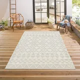 andas Teppich ANDAS "Juliane Outdoor auch für Küche oder Esszimmer" Teppiche Gr. B: 120cm, 12mm, L: 180cm, beige (sand) Fransenteppich Hoch-Tief-Struktur, Boho, Outdoor geeignet