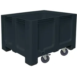BRB Palettenbox mit 4 Lenkrollen, 2 Feststellbremsen, LxBxH 1200 x 1000 x 835 mm, lebensmittelecht, anthrazit