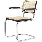 Thonet Stuhl Freischwinger S64V inkl. Filzgleiter Set Nussbaum / Gestell weiß lackiert