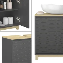 Vicco Waschbeckenunterschrank Livia Anthrazit, 60 x 60 cm mit 2 Türen
