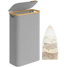 Songmics Wäschekorb, mit Deckel, 65 L, herausnehmbarer Wäschesack,Griffe aus Bambus - Grau,