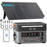 OSCAL 3600W Solargenerator PowerMax 3600PE mit 2x400W Solarpanel, 2016Wh LiFePO4 Akku Tragbare Powerstation, App & UPS, 14 Anschlüsse, Portable Power Station für Camping, Wohnmobile, Notstrom