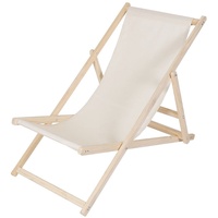 Mucola Strandstuhl klappbar Strandliege Holz Liegestuhl Gartenliege Sonnenliege Faltliege - Beige