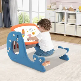 Costway Aktivitätstisch Kinderstaffelei Set mit Whiteboard blau (310700)