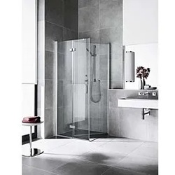 Kermi Diga Seitenwand beweglich DITBL123182AK 123x185cm, weiß, ESG klar, links, auf Duschplatz