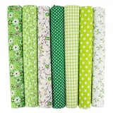 Baumwollstoff Stoffpakete,7 Stück 50 x 50cm Stoffe zum Nähen Patchwork DIY Stoffpaket DIY Baumwolltuch Meterware Stoffe Stoffreste Stoffpaket für Kleidung,Bettwäsche,Vorhänge,Tischdecken - Grün