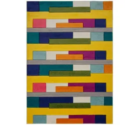 Kadima Design Langlebiger Multicolor Designer-Teppich mit abstraktem Muster, maschinengewebt, `Moss`. 160x230 cm